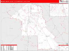 Warner Robins Metro Area Digital Map Red Line Style